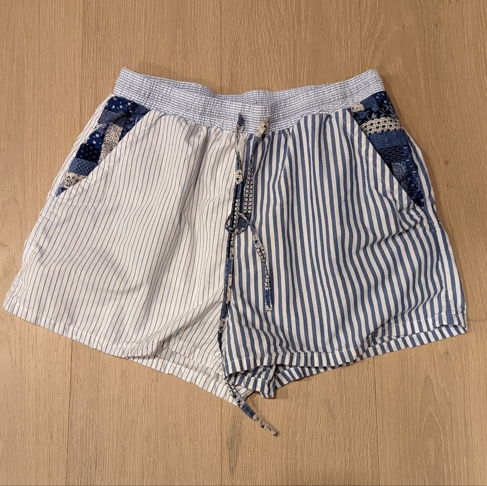 Striped Blue and White Shorts